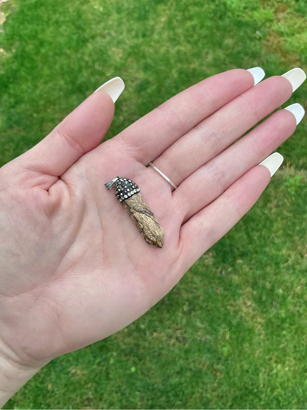 Jasper Pendant with Pave Acorn Cap 🖤🤎
